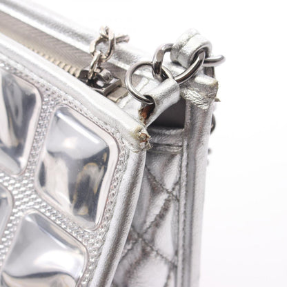 Chanel Handbag Ice Cube Silver Vinyl Leather Chain Shoulder Back — view 8