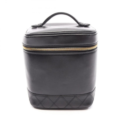Chanel Handbag Bicolor Black Leather Vertical Vanity