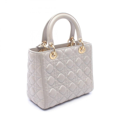 Dior Handbag Lady Dior 2-Way Silver Leather Tote Medium — view 2