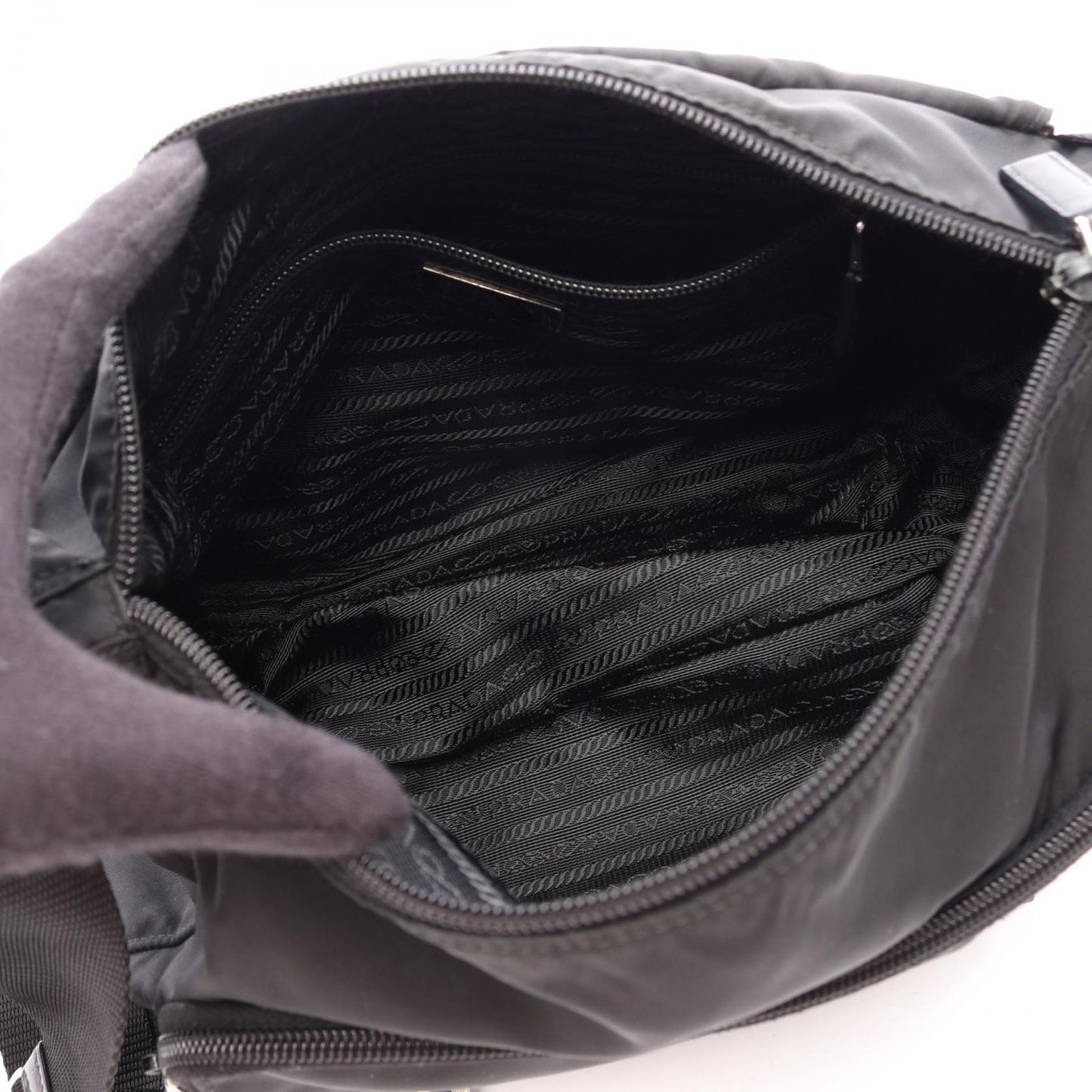 Prada Shoulder Bag Black Nylon Leather Triangle Logo — view 3