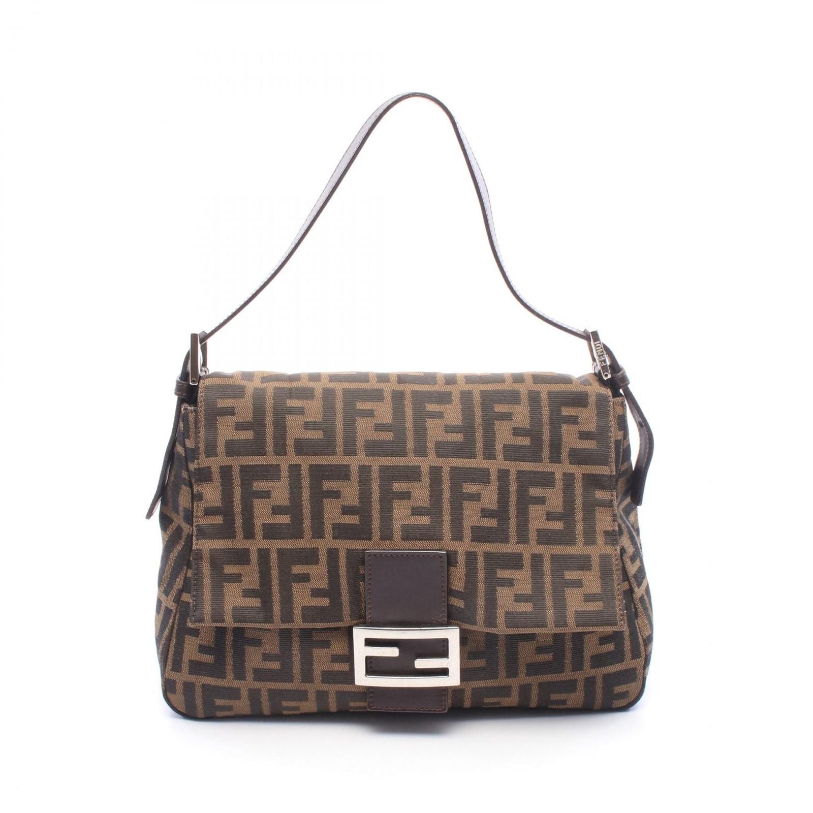 Fendi Shoulder Bag Mamma Bucket Zucca Brown Black Canvas Leather