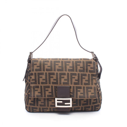 Fendi Shoulder Bag Mamma Bucket Zucca Brown Black Canvas Leather