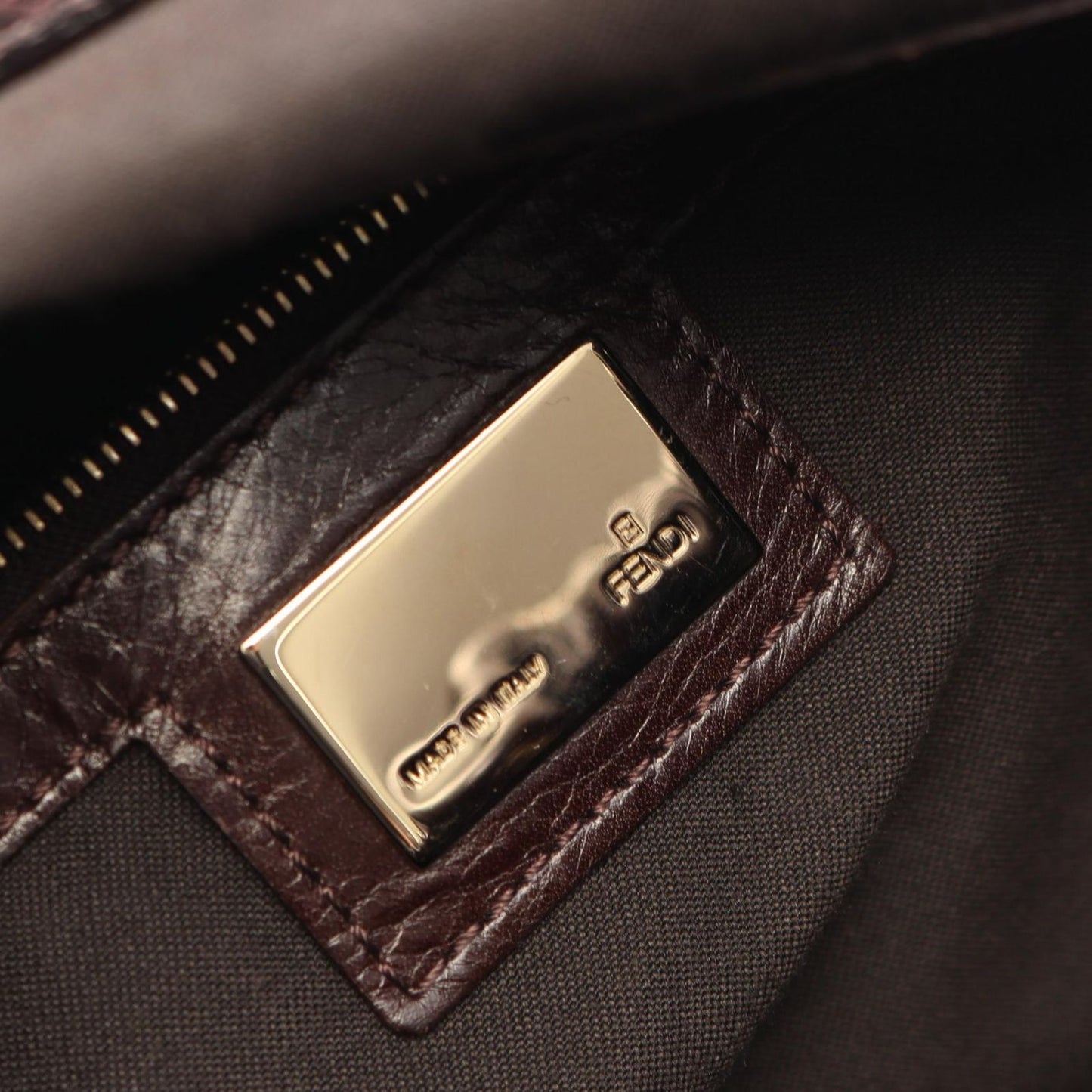 Fendi Handbag Bolsa Magic Croco Embossed Dark Brown Leather — view 4