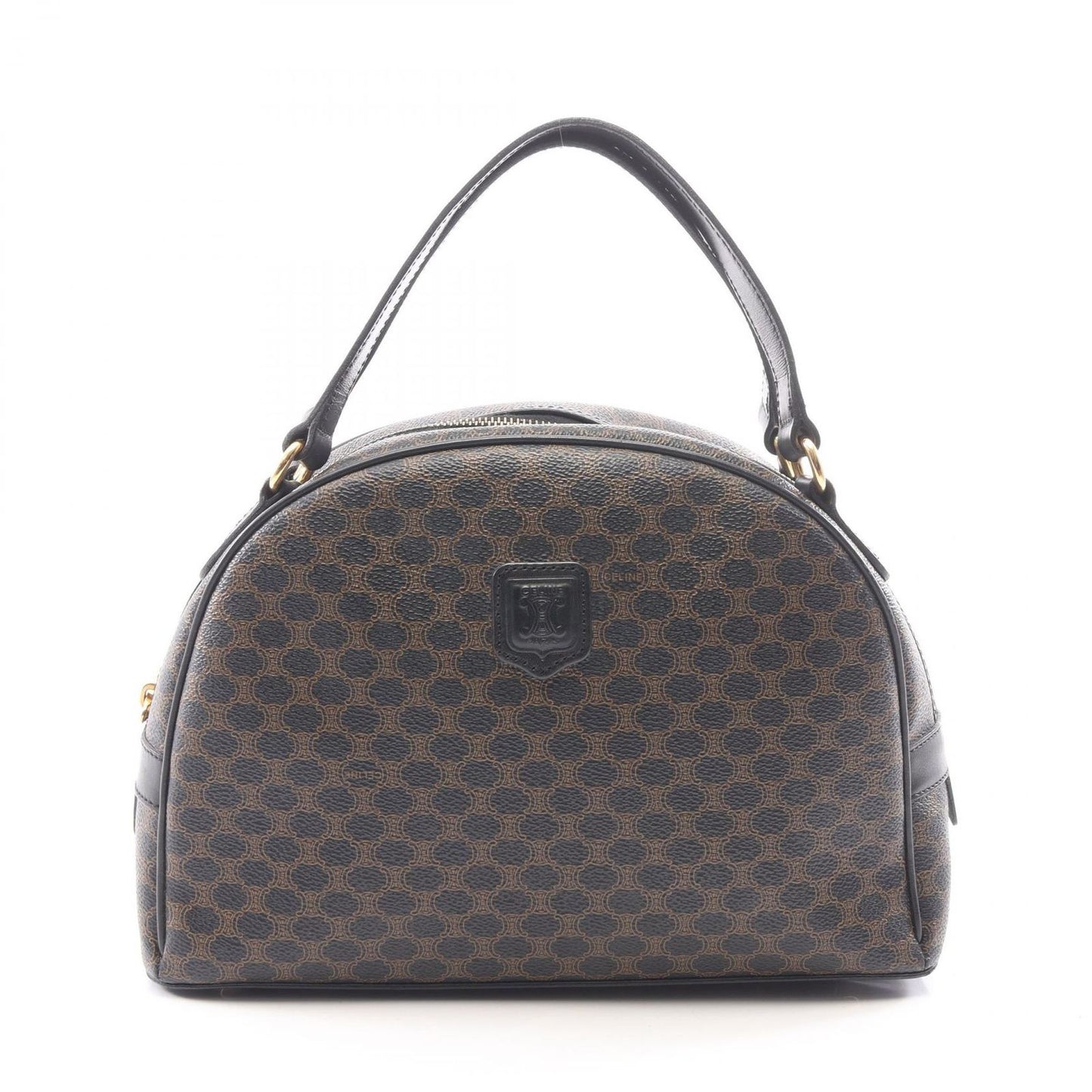 Celine Handbag Macadam Black Brown Leather