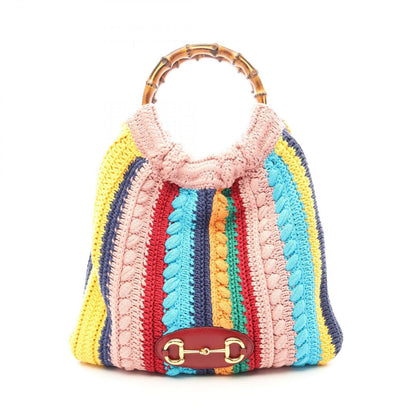 Gucci Handbag Horsebit 1955 Bamboo Multicolor Cotton Leather