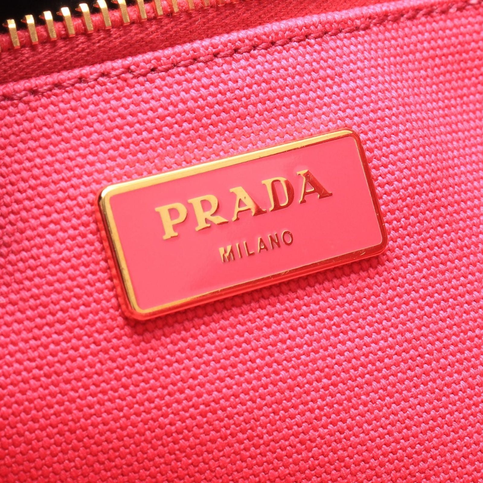 Prada Tote Bag Canapa Magenta Ivory Canvas Medium — view 4