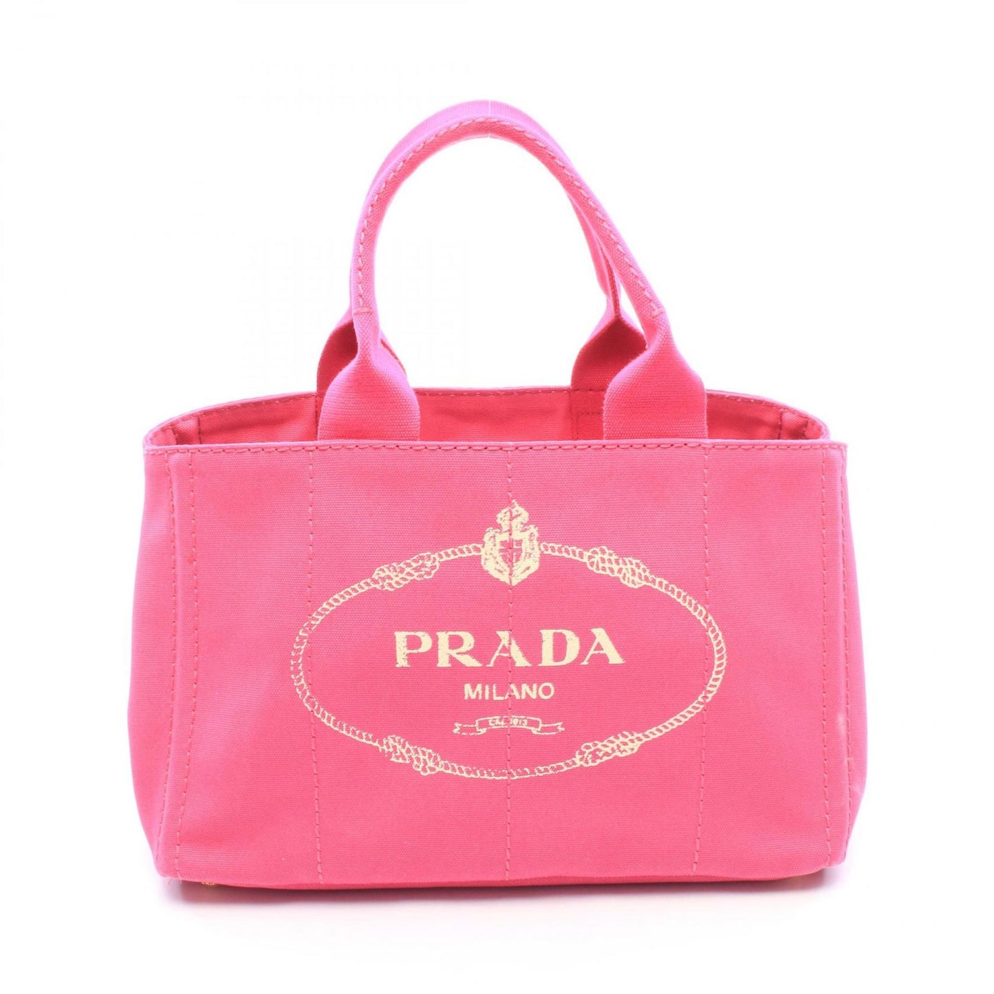 Prada Tote Bag Canapa Magenta Ivory Canvas Medium