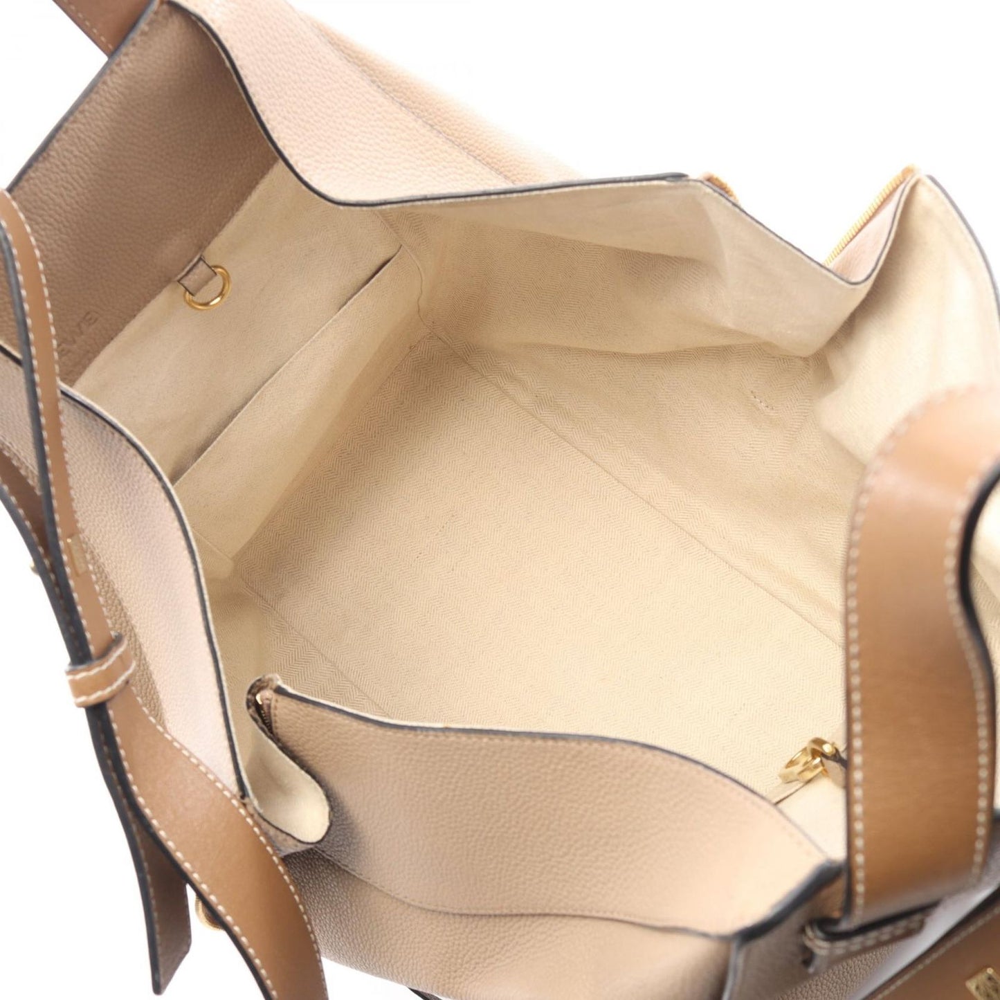 Loewe Handbag Hammock Medium 2-Way Beige Brown Leather Bag — view 3