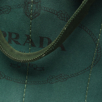 Prada Tote Bag Canapa 2-Way Green Black Canvas Medium — view 6