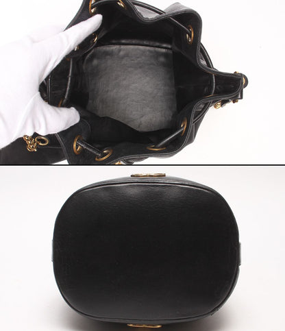 Chanel Chain Shoulder Bag Gold Drawstring Lambskin Triple CC Logo — view 3