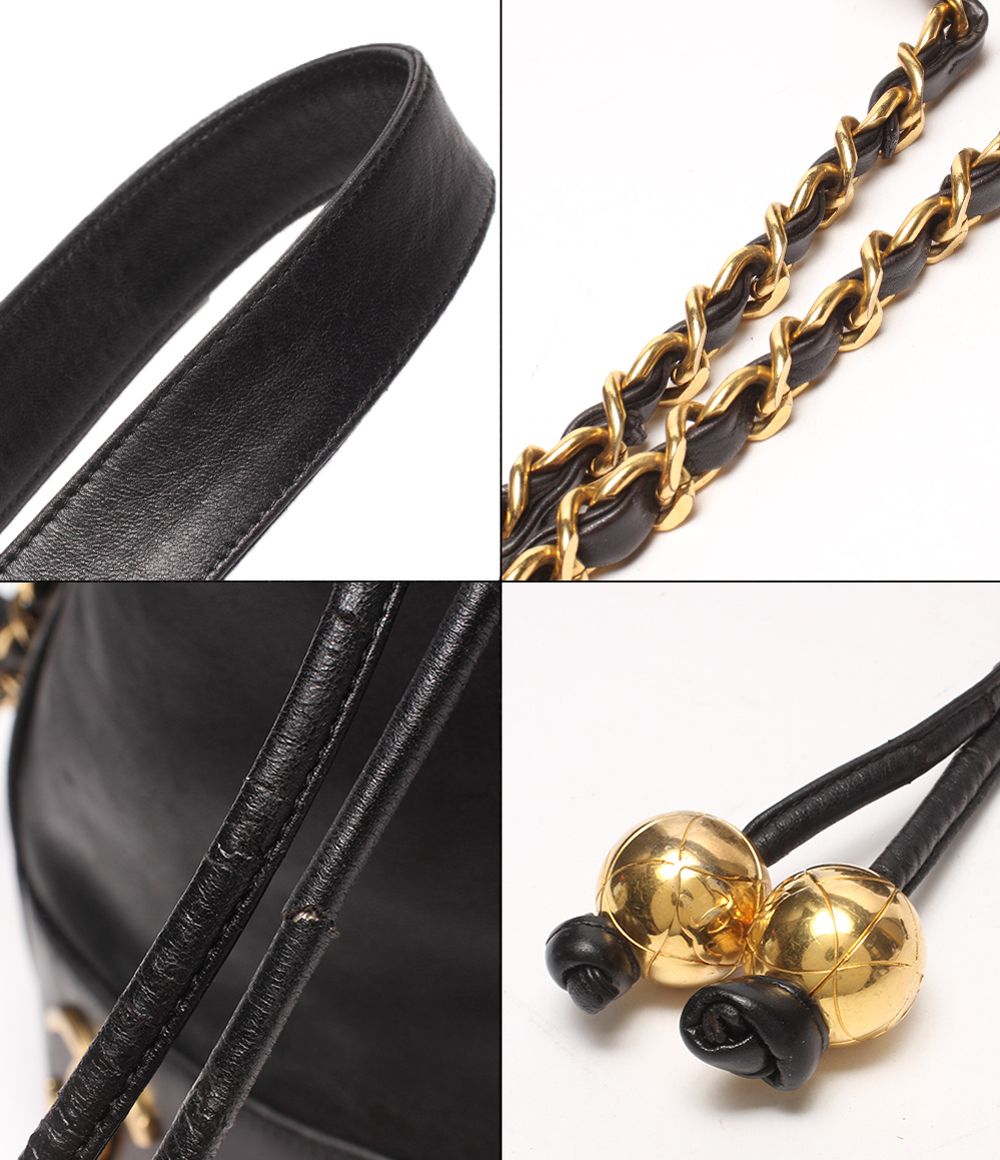 Chanel Chain Shoulder Bag Gold Drawstring Lambskin Triple CC Logo — view 6