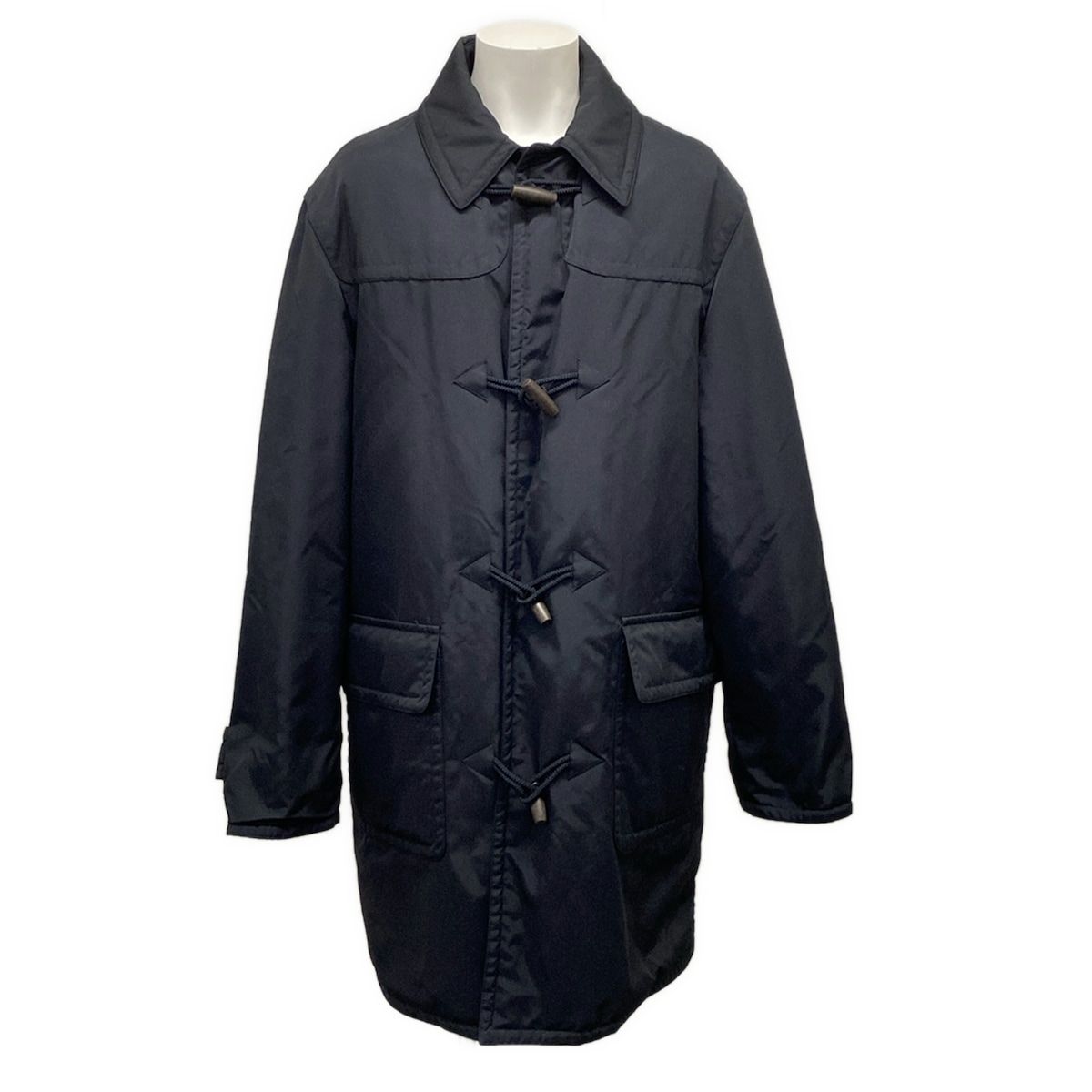 Hermes Duffle Coat L Black Long Sleeve 48