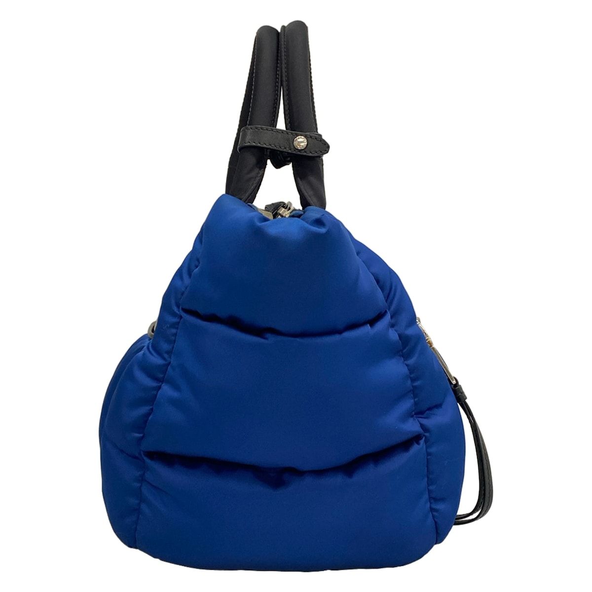 Prada Tote Bag Tessuto Bomber Blue Black Leather — view 4