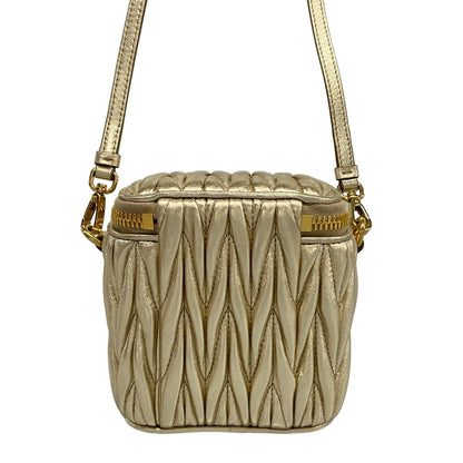 Miu Miu Shoulder Bag Matelasse Micro Gold Leather — view 3
