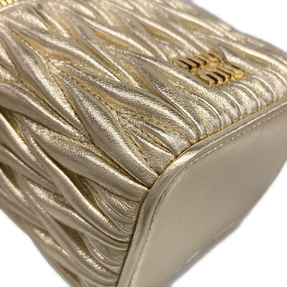 Miu Miu Shoulder Bag Matelasse Micro Gold Leather — view 6