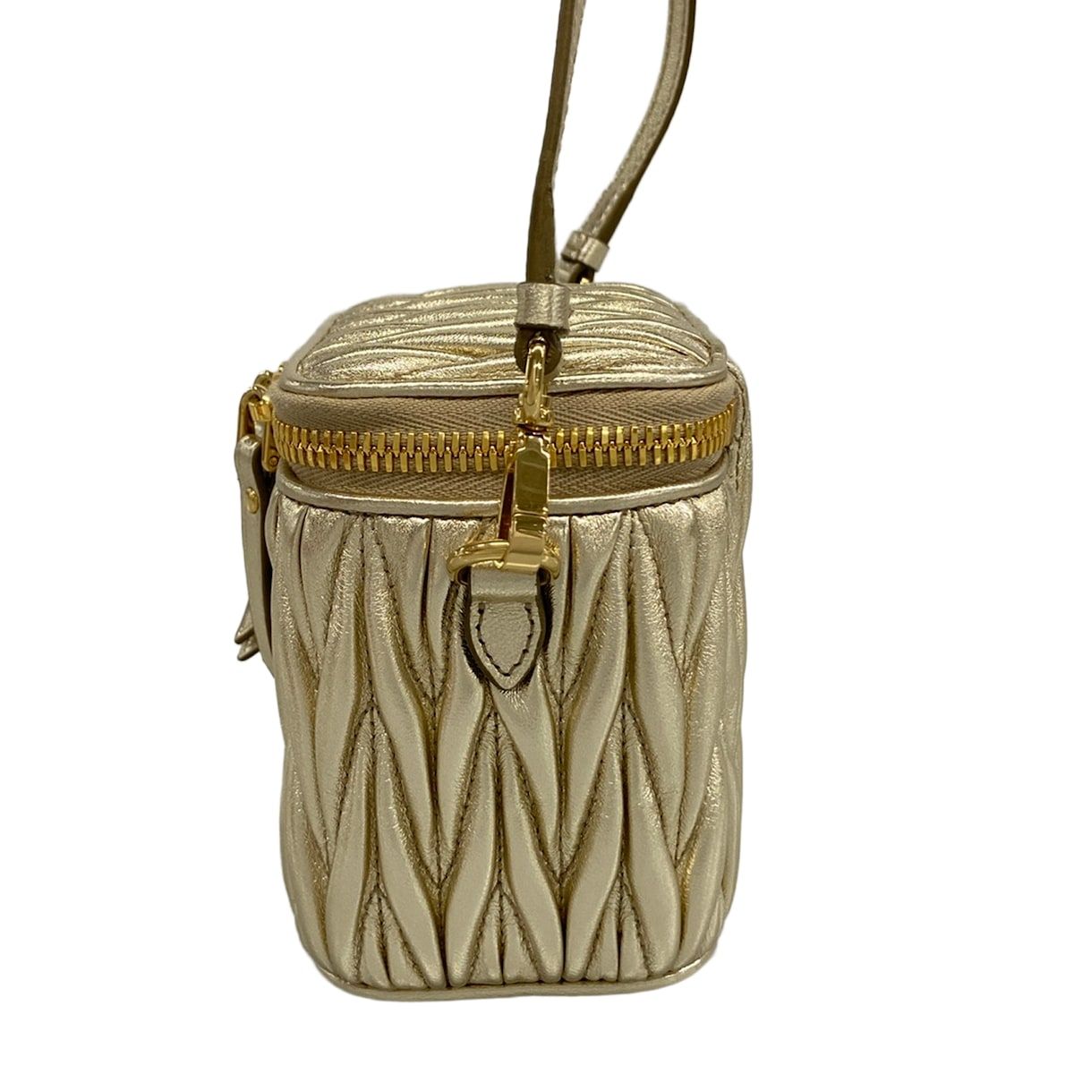 Miu Miu Shoulder Bag Matelasse Micro Gold Leather — view 4