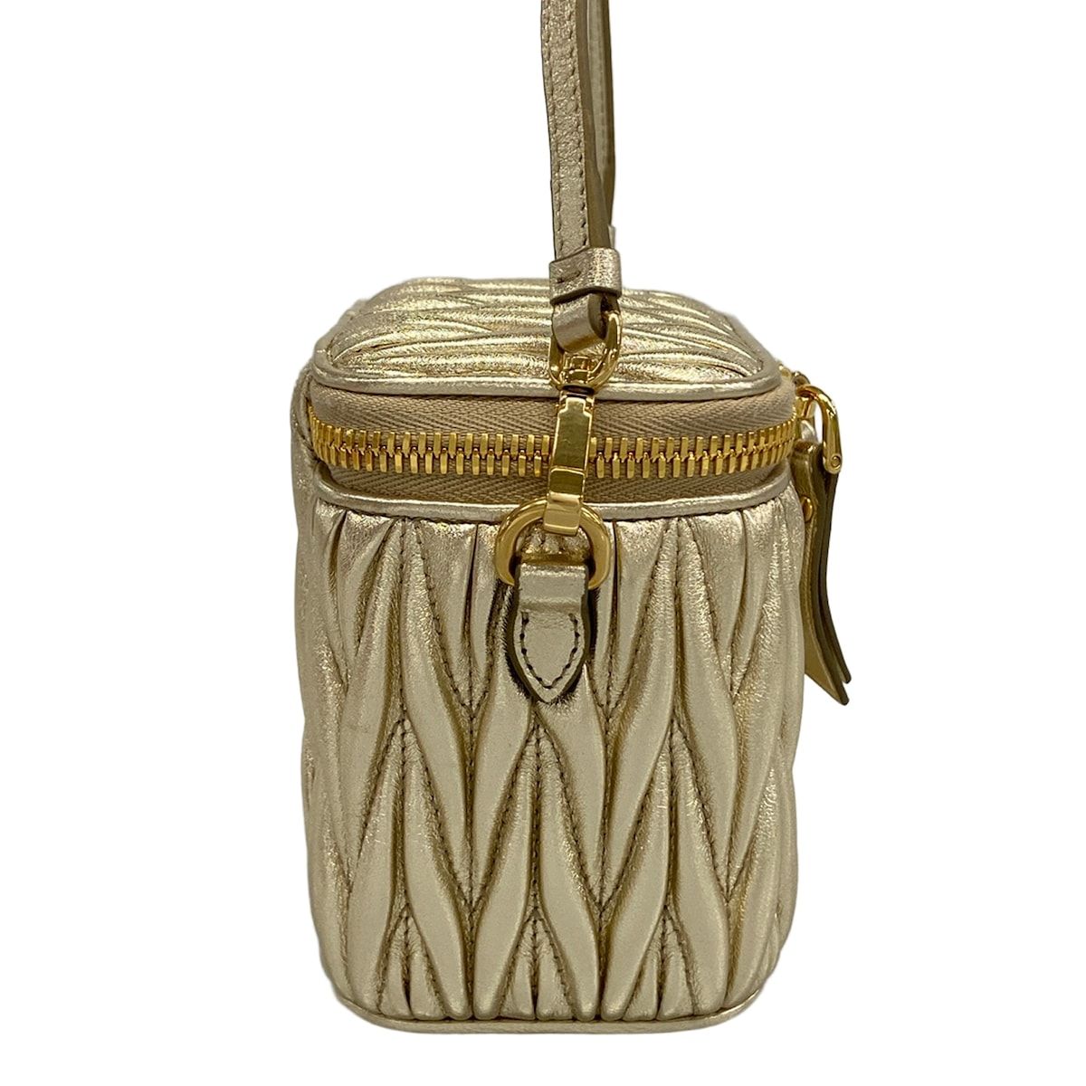 Miu Miu Shoulder Bag Matelasse Micro Gold Leather — view 2