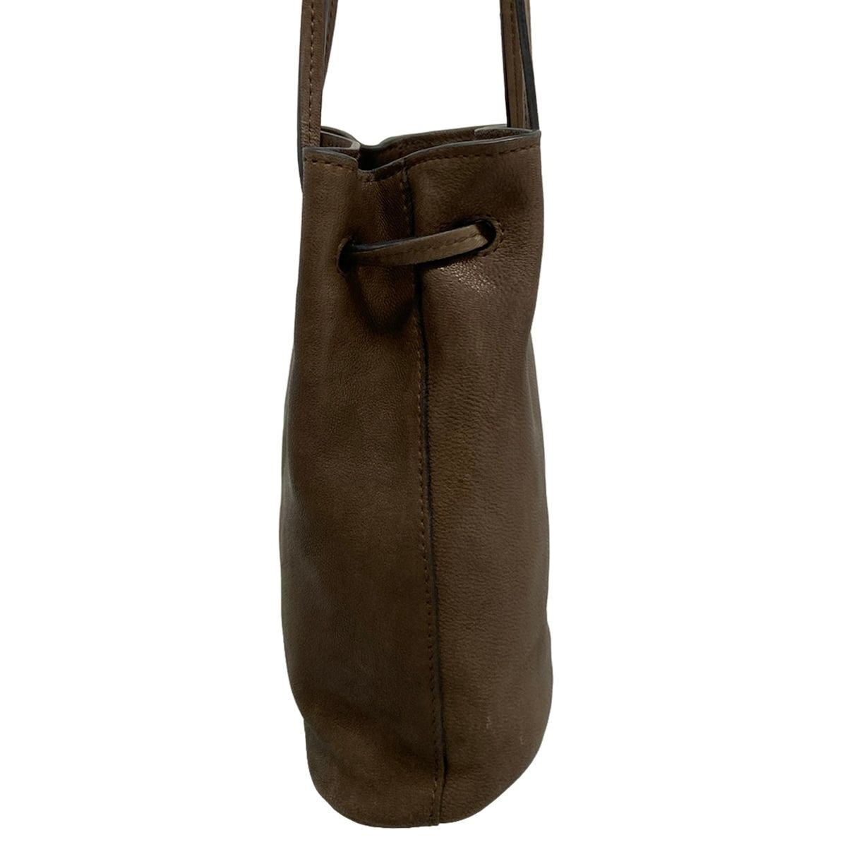 Miu Miu Shoulder Bag Nappa Leather Dark Brown Drawstring — view 4