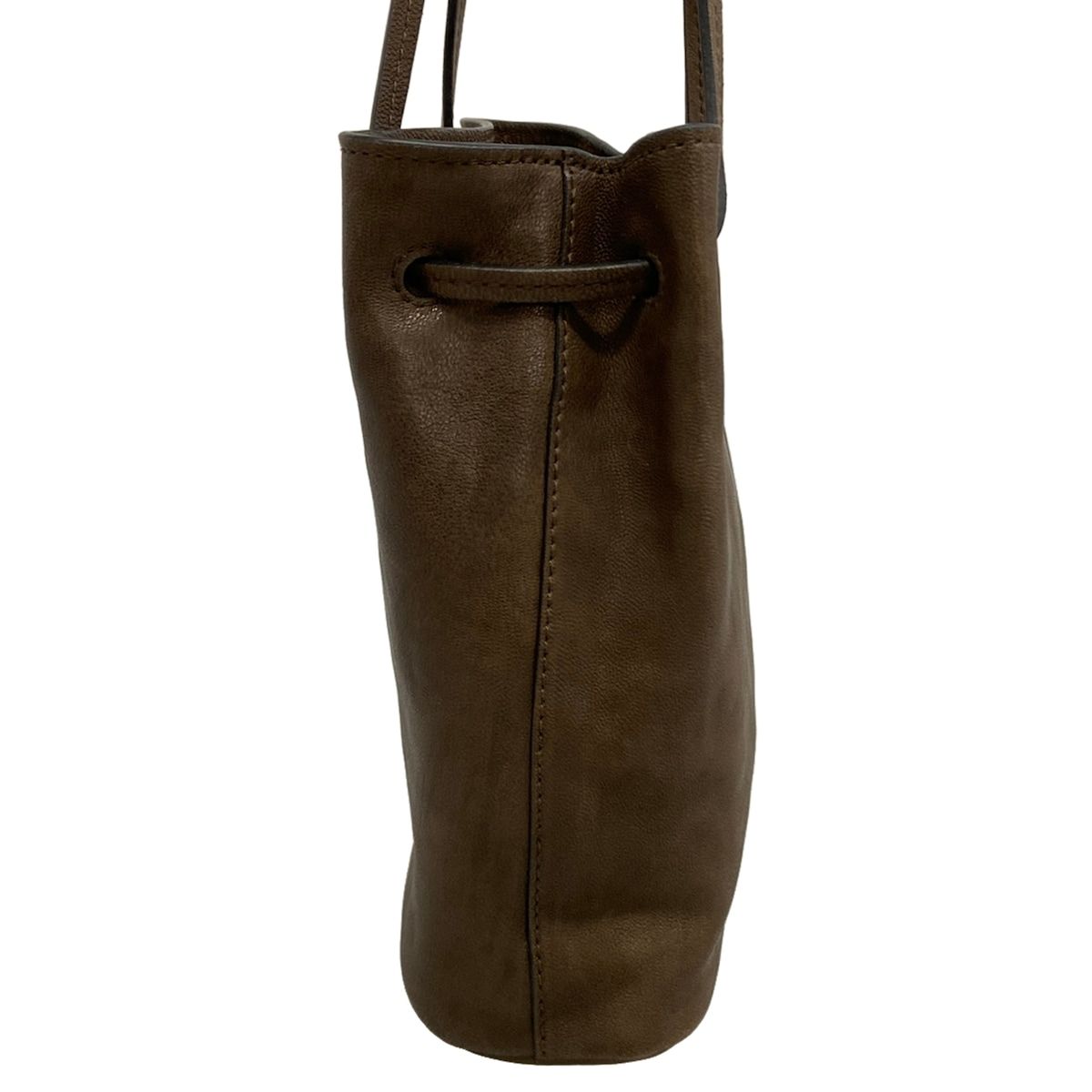 Miu Miu Shoulder Bag Nappa Leather Dark Brown Drawstring — view 2