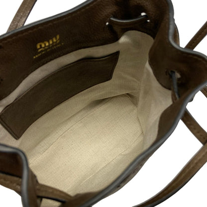 Miu Miu Shoulder Bag Nappa Leather Dark Brown Drawstring — view 7