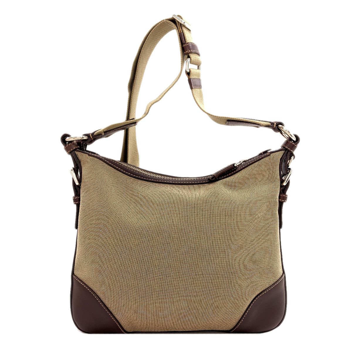 Prada Long Shoulder Logo Jacquard Bag Canvas Leather — view 2