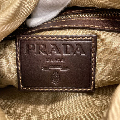 Prada Long Shoulder Logo Jacquard Bag Canvas Leather — view 6