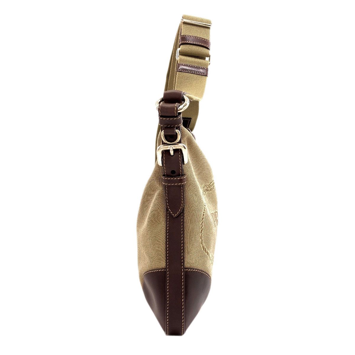 Prada Long Shoulder Logo Jacquard Bag Canvas Leather — view 3