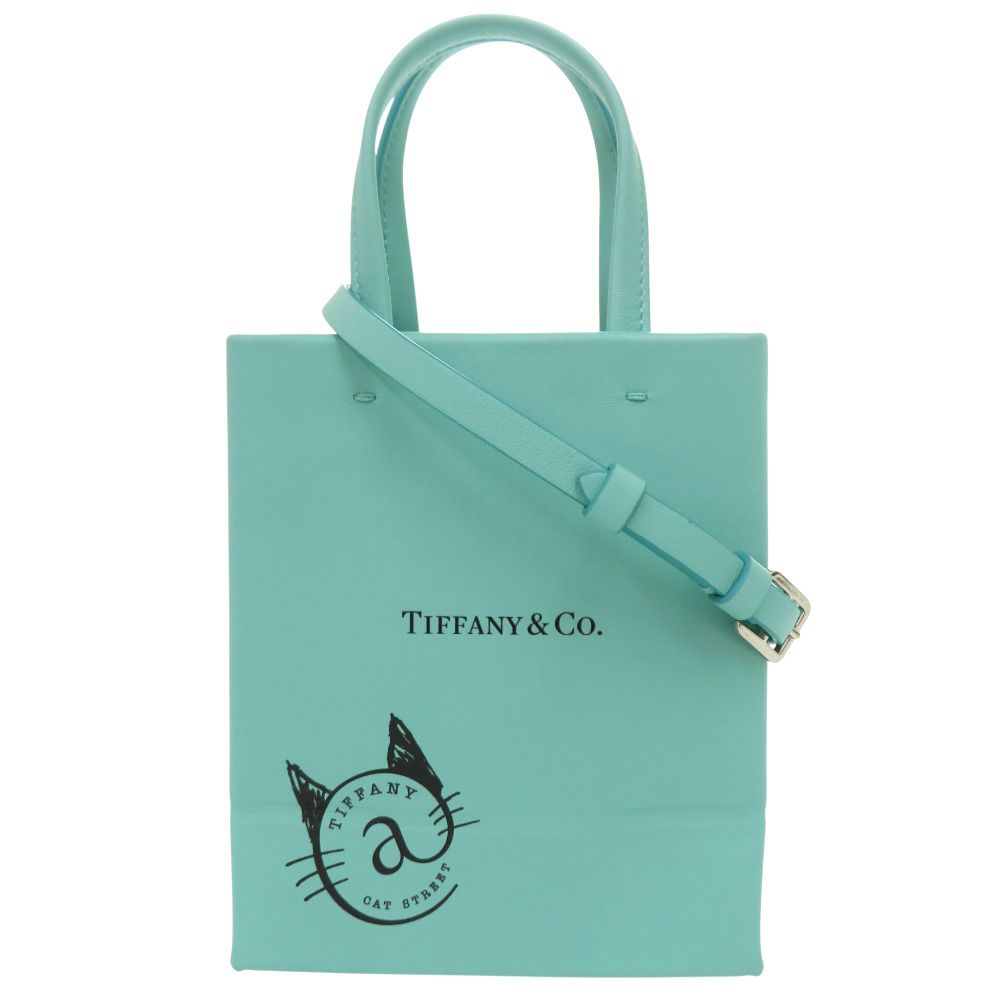 Tiffany & Co Mini Shopping Tote Leather Blue Handbag