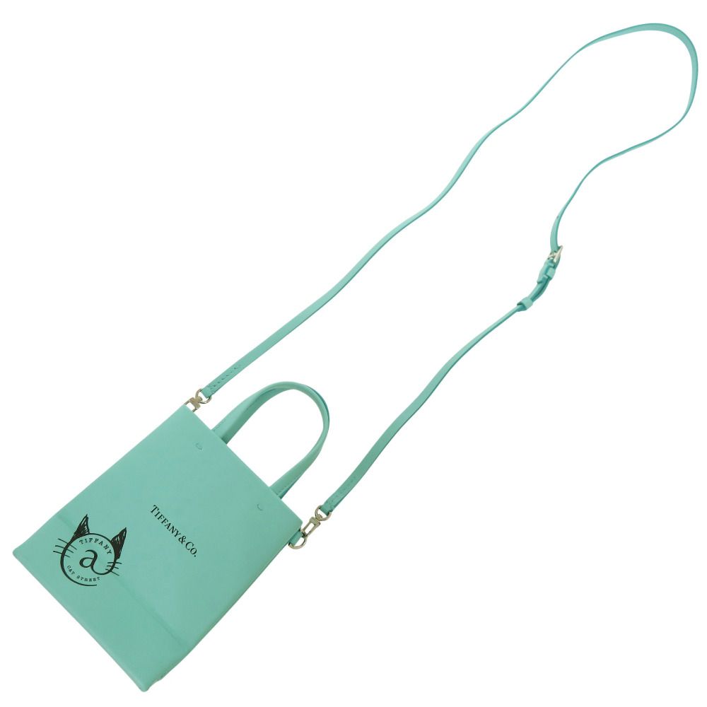 Tiffany & Co Mini Shopping Tote Leather Blue Handbag — view 5