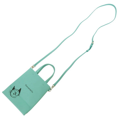 Tiffany & Co Mini Shopping Tote Leather Blue Handbag — view 5