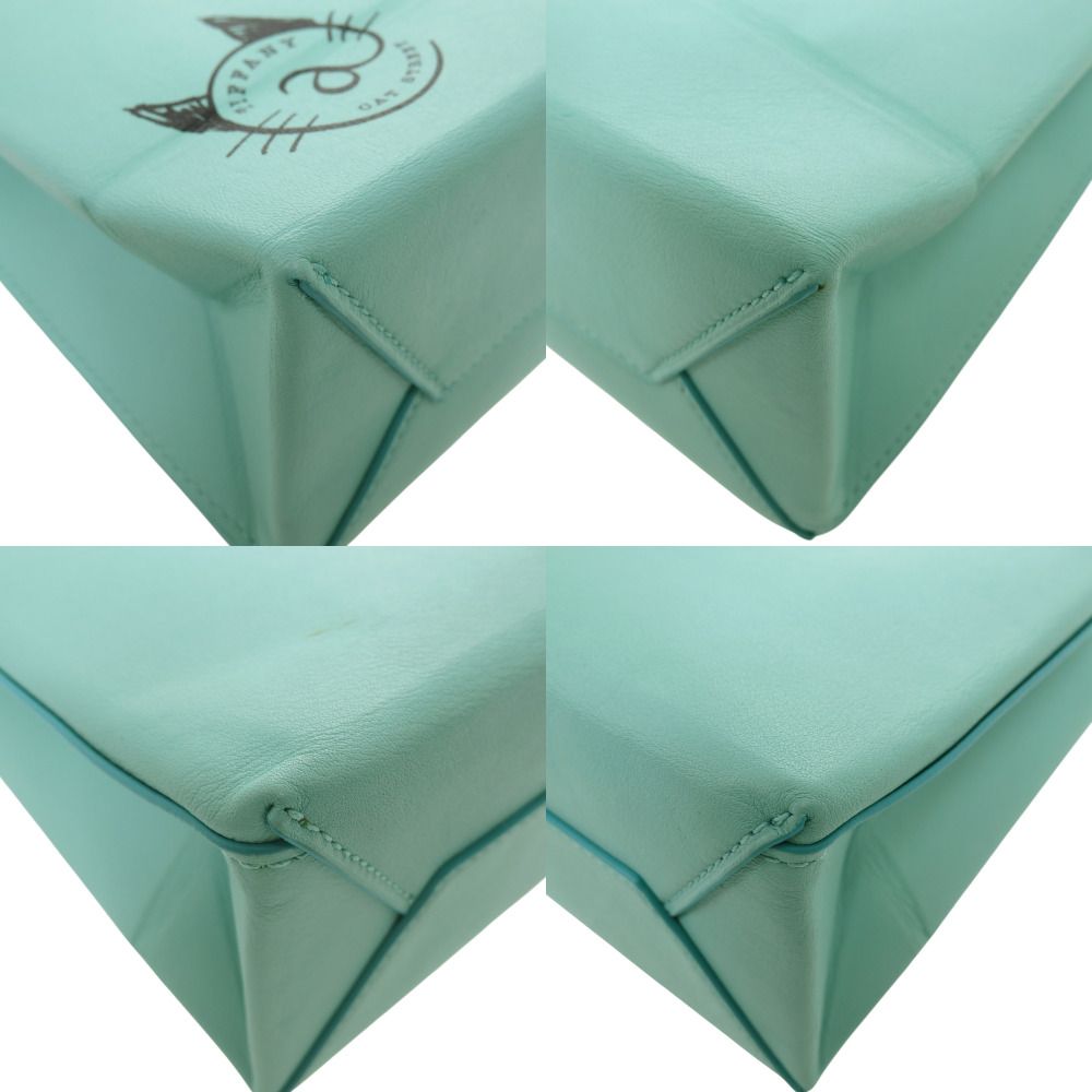 Tiffany & Co Mini Shopping Tote Leather Blue Handbag — view 3