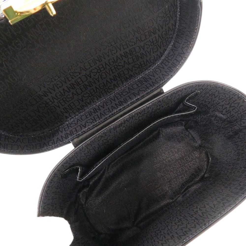 Versace Gianni 2-Way Leather Black Handbag Vanity Bag — view 6