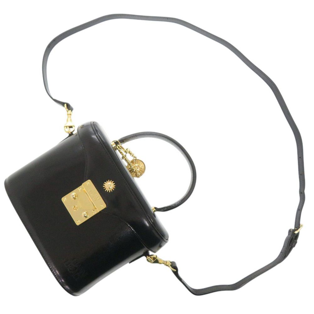 Versace Gianni 2-Way Leather Black Handbag Vanity Bag — view 8