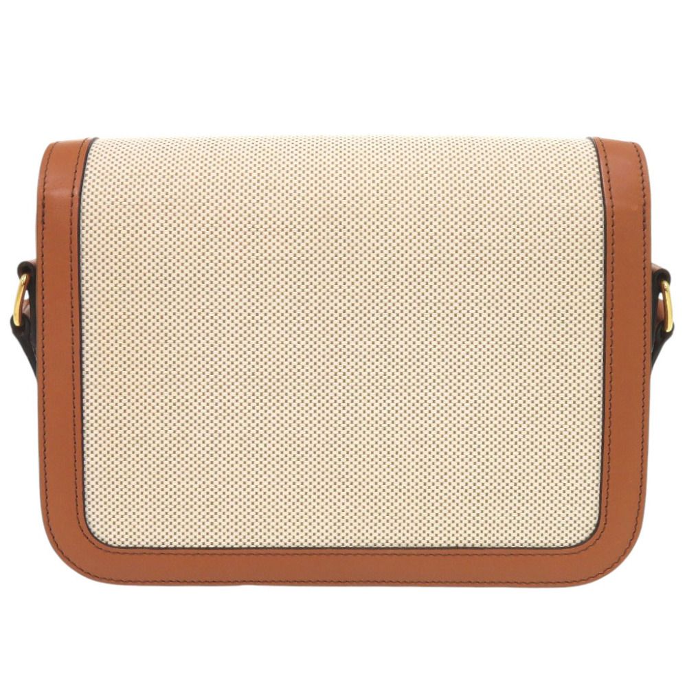 Celine Classic Triomphe Calfskin Textile Natural Tan Shoulder Bag — view 3