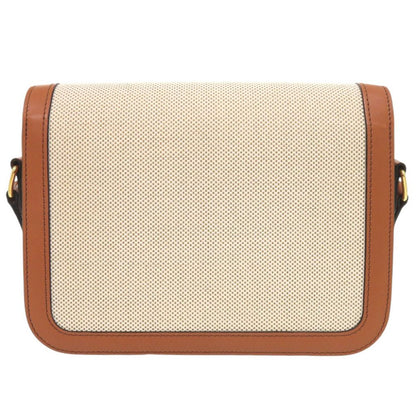Celine Classic Triomphe Calfskin Textile Natural Tan Shoulder Bag — view 3