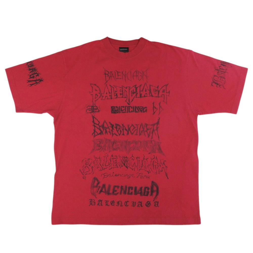 Balenciaga Diy Metal Cotton Red Short Sleeve T-Shirt M