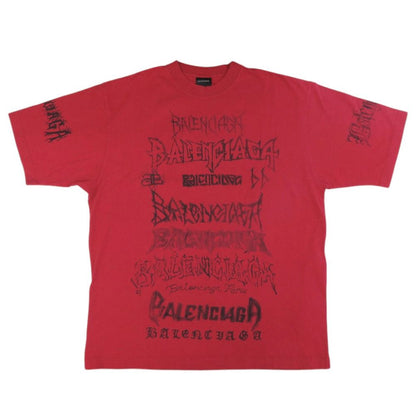 Balenciaga Diy Metal Cotton Red Short Sleeve T-Shirt M