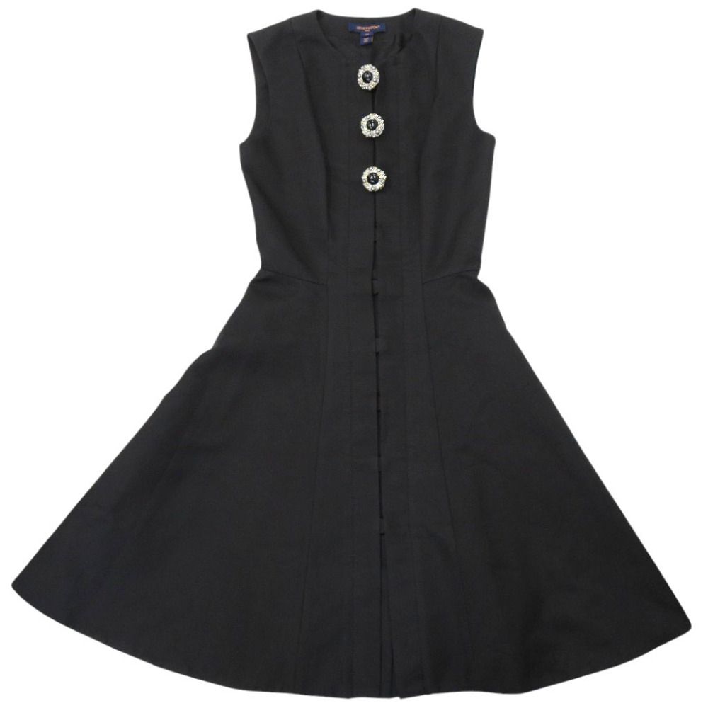Louis Vuitton Jewel Button Dress Sleeveless Silk Black 34
