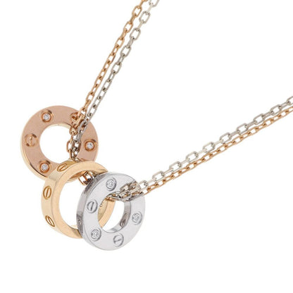 Cartier Necklace Love Diamond 18k Pink Gold 18k White Circle Three Hoop Pendant