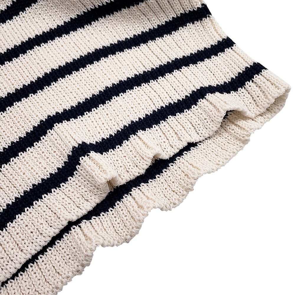 Dior Knit Border Sailor Cotton Long Sleeve White Sweater 36 — view 4