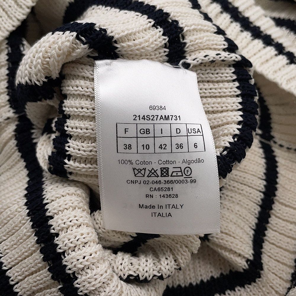 Dior Knit Border Sailor Cotton Long Sleeve White Sweater 36 — view 6