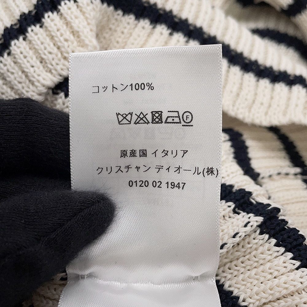 Dior Knit Border Sailor Cotton Long Sleeve White Sweater 36 — view 7