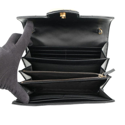 Gucci Chain Wallet GG Marmont Quilted Leather Double G Black Shoulder Bag — view 5