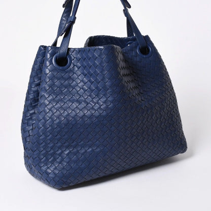 Bottega Veneta Garda Intrecciato Tote Bag Leather Navy Blue — view 3