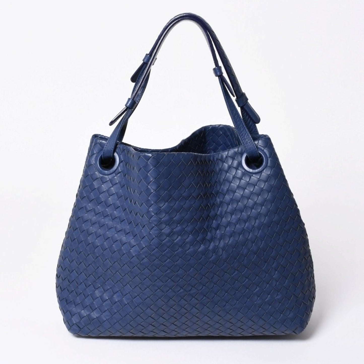 Bottega Veneta Garda Intrecciato Tote Bag Leather Navy Blue