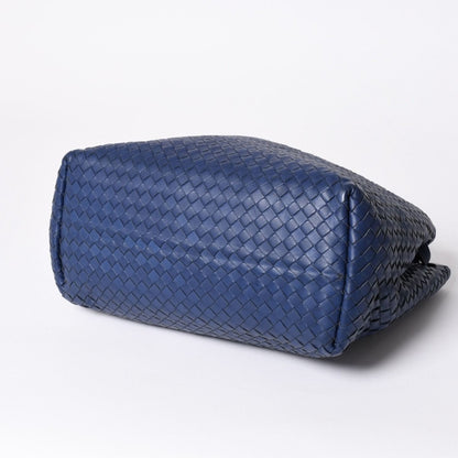 Bottega Veneta Garda Intrecciato Tote Bag Leather Navy Blue — view 8