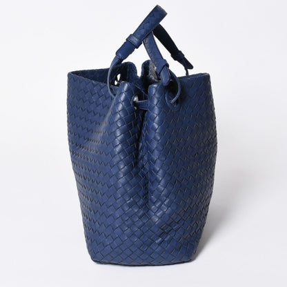 Bottega Veneta Garda Intrecciato Tote Bag Leather Navy Blue — view 4