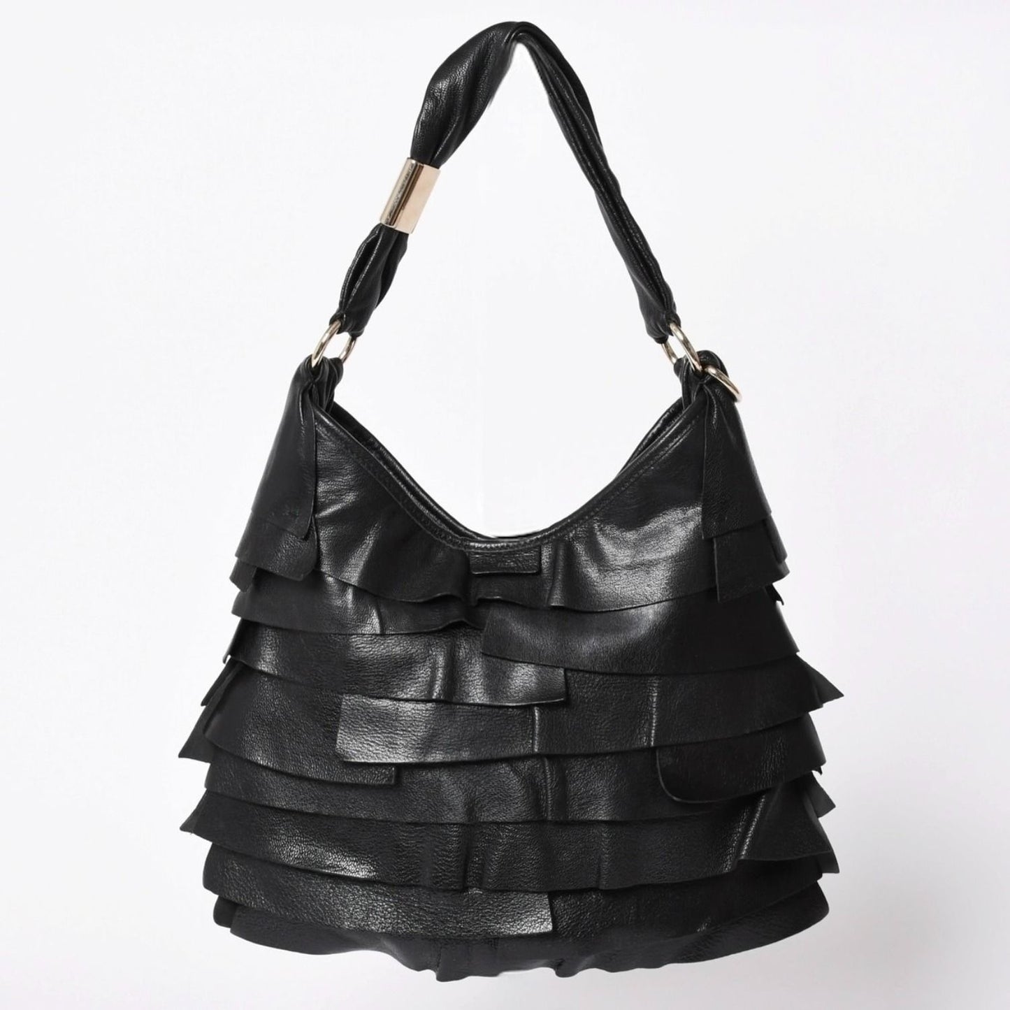 Saint Laurent Tropez Tiered Frill Bag Black Gold — view 2