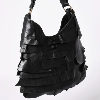 Saint Laurent Tropez Tiered Frill Bag Black Gold — view 3