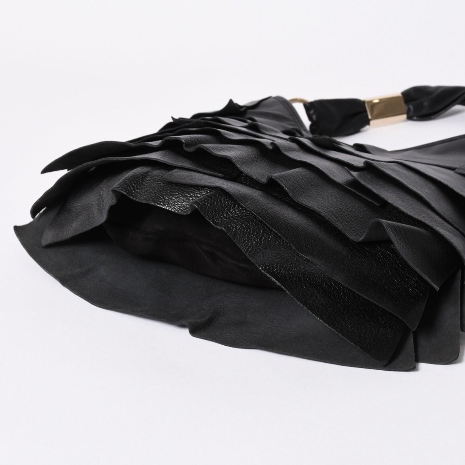 Saint Laurent Tropez Tiered Frill Bag Black Gold — view 8